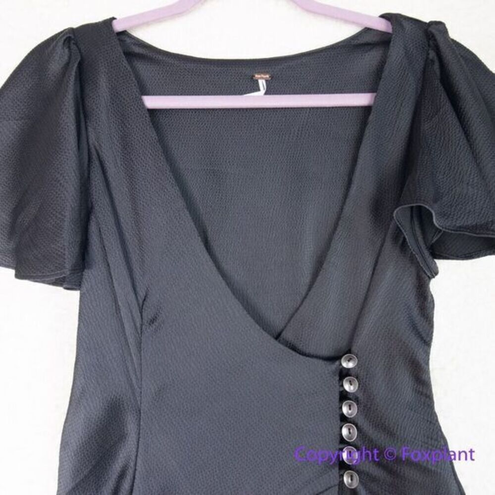 NEW Free People Scarlett Short Sleeve Texture Mini Dress black, size XS - Picture 5 of 16